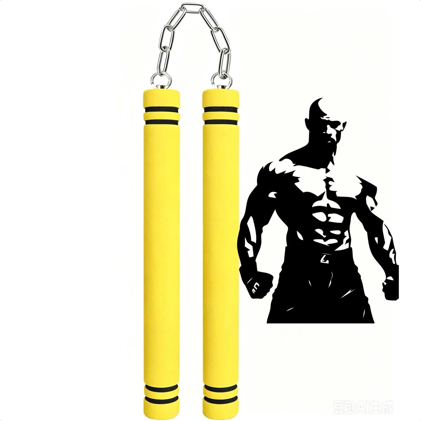 Foam Rubber Training Nunchucks with Steel Chain & Bearing System, Safe Martial Arts Training Equipment, Taekwondo Training Equipment, Nunchucks for Kids Beginners and Adults