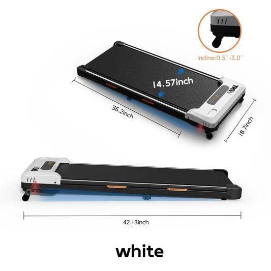 TKW Under Desk Walking Treadmill - Compact Fitness Equipment with LED Display for Home Gym Workouts