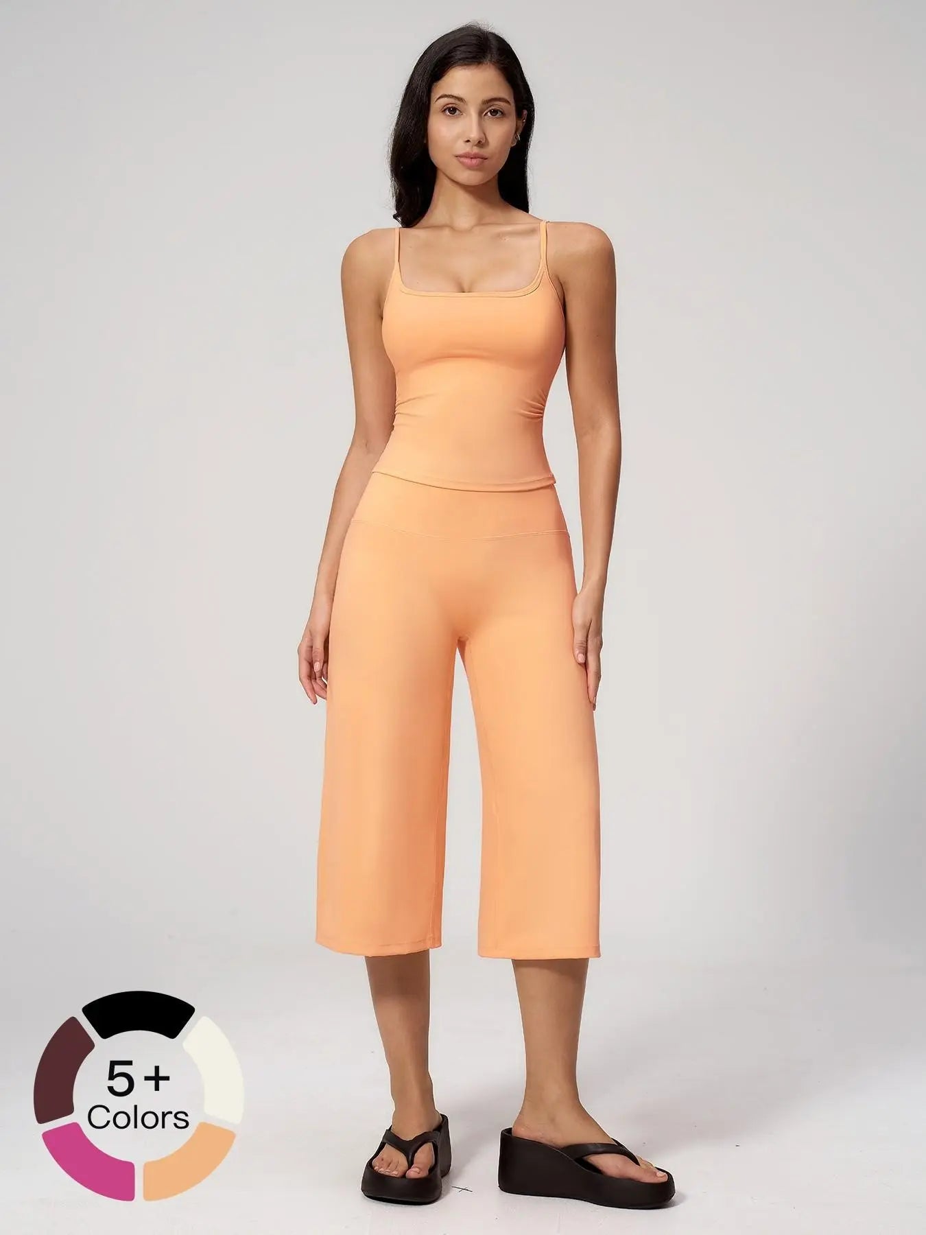 High-Performance Women's Yoga Set: Quick-Dry Tank Top and Mid-Length Pants, Comfortably Stylish Activewear for Outdoor Running and Yoga