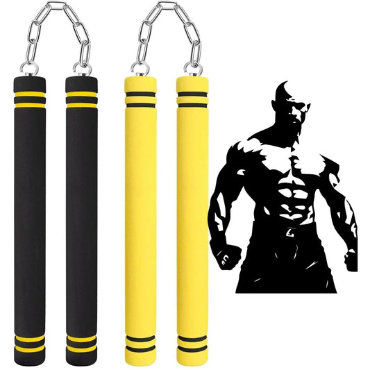 Foam Rubber Training Nunchucks with Steel Chain & Bearing System, Safe Martial Arts Training Equipment, Taekwondo Training Equipment, Nunchucks for Kids Beginners and Adults