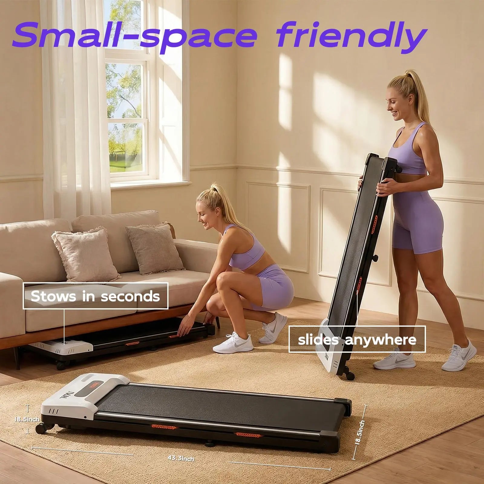 TKW Under Desk Walking Treadmill - Compact Fitness Equipment with LED Display for Home Gym Workouts