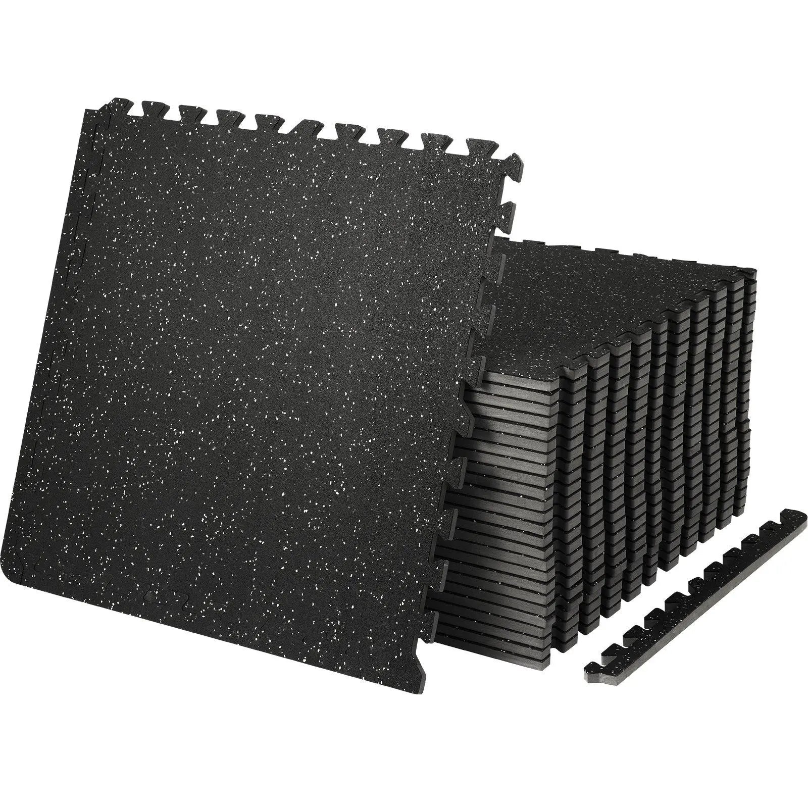 Vevor 25-Piece 1/2-Inch Thick Gym Floor Mats - 24" x 24" EVA Foam & Rubber Interlocking Workout Flooring with 100 Sq.Ft Coverage, Waterproof Exercise Puzzle Flooring for Gym, Home, Garage, and Basement