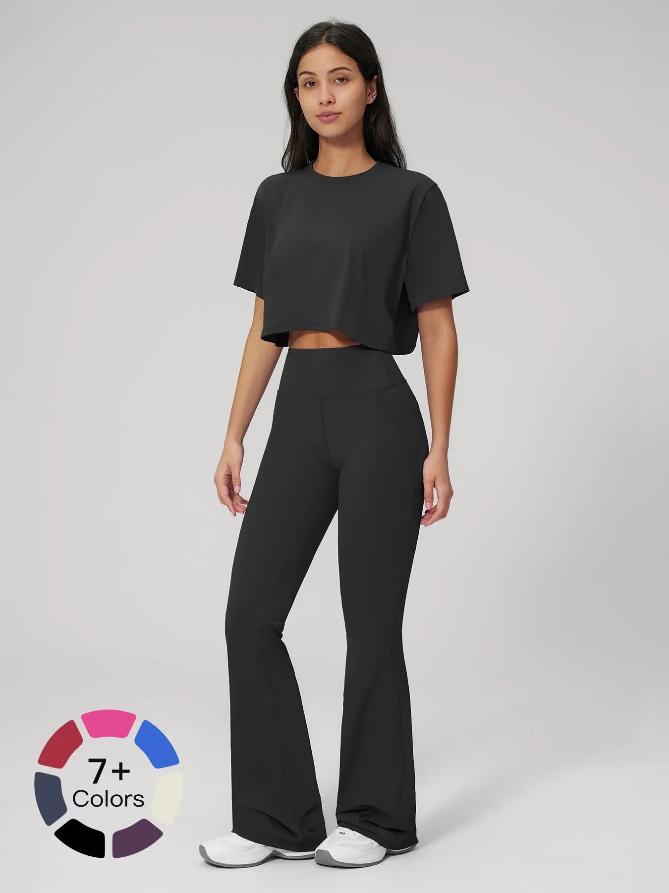 Women'S Yoga Set Short Sleeve Tight Fit Quick-Dry Long Pants, High-Intensity Workout, Cross-Border Fitness Apparel, Sportswear Set