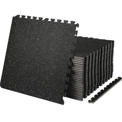 Vevor 25-Piece 1/2-Inch Thick Gym Floor Mats - 24" x 24" EVA Foam & Rubber Interlocking Workout Flooring with 100 Sq.Ft Coverage, Waterproof Exercise Puzzle Flooring for Gym, Home, Garage, and Basement