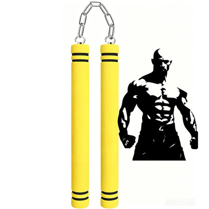 Foam Rubber Training Nunchucks with Steel Chain & Bearing System, Safe Martial Arts Training Equipment, Taekwondo Training Equipment, Nunchucks for Kids Beginners and Adults