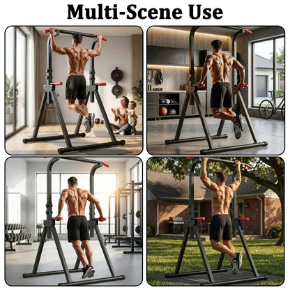 【Saveyour】Power Tower Pull up Bar Station, 10-Level Adjustable Height Dip Station, Heavy-Duty Foldable Home Gym Strength Training Equipment with 440 Lbs Load Capacity, Multi-Functional Workout Machines