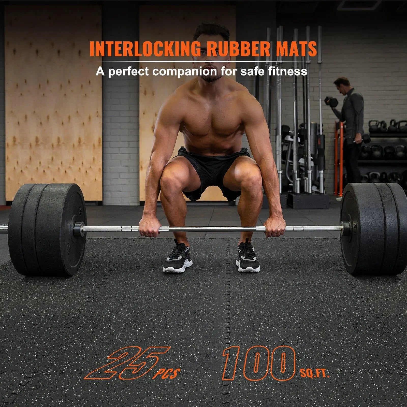 Vevor 25-Piece 1/2-Inch Thick Gym Floor Mats - 24" x 24" EVA Foam & Rubber Interlocking Workout Flooring with 100 Sq.Ft Coverage, Waterproof Exercise Puzzle Flooring for Gym, Home, Garage, and Basement