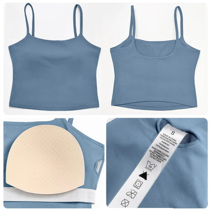RICH BRIA SOFTMOTION Sports Set, Strappy Tank Top & Wide Leg Pants, Short Sleeve Crop Top , Yoga Sports Vest Workout Tops, Womens Fitness Activewear Gym Fashion Outdoor Gymwear Comfort Straight Leg Yoga Pants Matching Set
