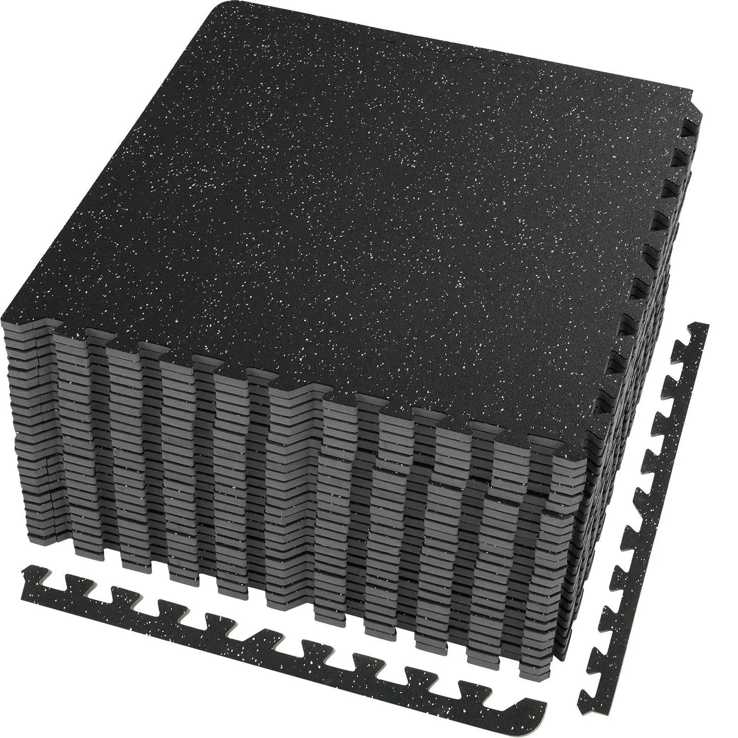 Vevor 25-Piece 1/2-Inch Thick Gym Floor Mats - 24" x 24" EVA Foam & Rubber Interlocking Workout Flooring with 100 Sq.Ft Coverage, Waterproof Exercise Puzzle Flooring for Gym, Home, Garage, and Basement