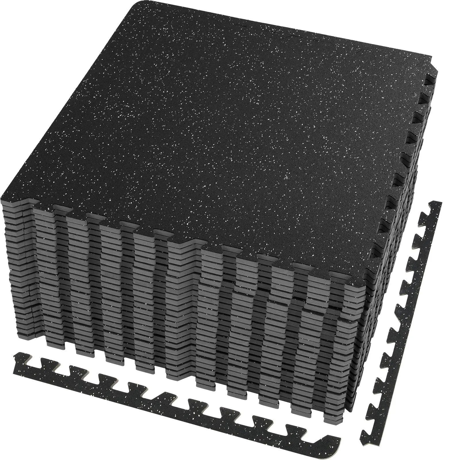 Vevor 25-Piece 1/2-Inch Thick Gym Floor Mats - 24" x 24" EVA Foam & Rubber Interlocking Workout Flooring with 100 Sq.Ft Coverage, Waterproof Exercise Puzzle Flooring for Gym, Home, Garage, and Basement