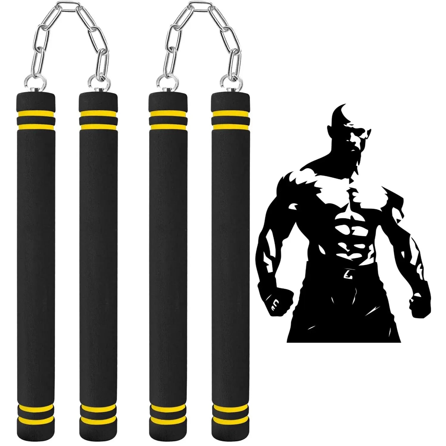 Foam Rubber Training Nunchucks with Steel Chain & Bearing System, Safe Martial Arts Training Equipment, Taekwondo Training Equipment, Nunchucks for Kids Beginners and Adults
