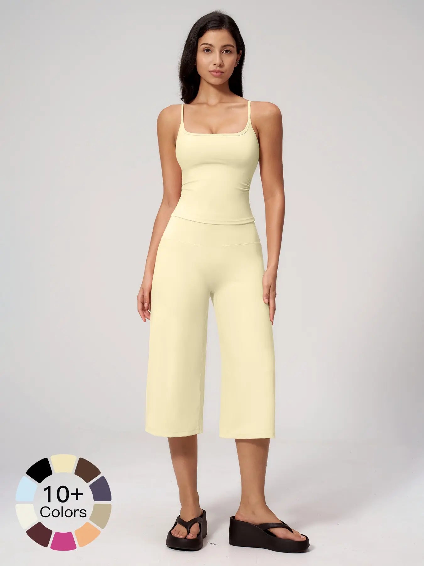High-Performance Women's Yoga Set: Quick-Dry Tank Top and Mid-Length Pants, Comfortably Stylish Activewear for Outdoor Running and Yoga