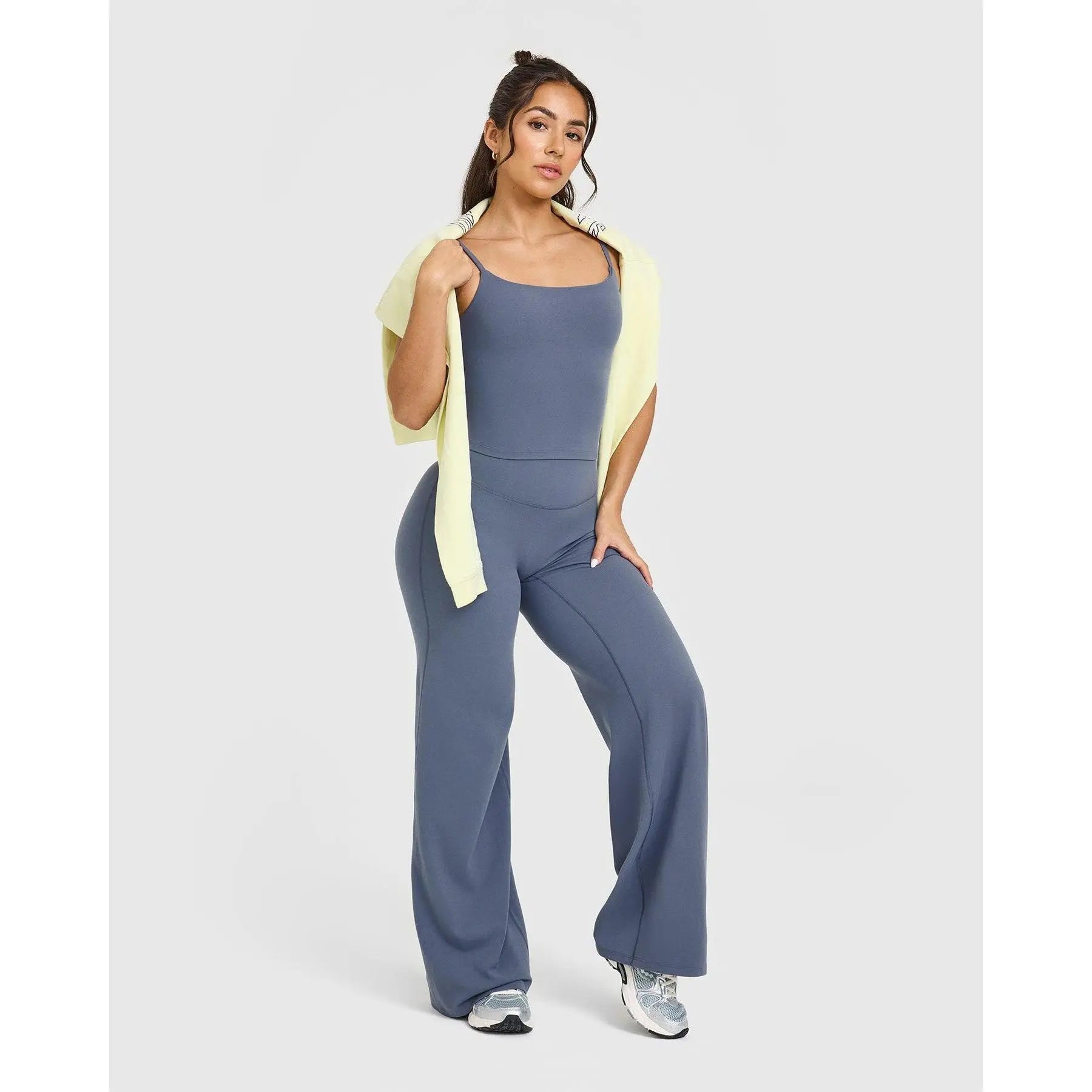 RICH BRIA SOFTMOTION Sports Set, Strappy Tank Top & Wide Leg Pants, Short Sleeve Crop Top , Yoga Sports Vest Workout Tops, Womens Fitness Activewear Gym Fashion Outdoor Gymwear Comfort Straight Leg Yoga Pants Matching Set