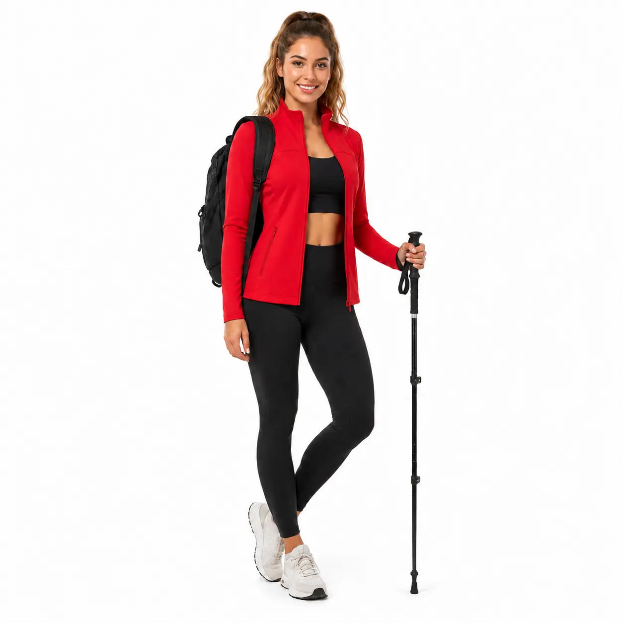 Women's Slim Fit Full-Zip Jacket - Long Sleeve Yoga Top with Four Pockets for Activewear and Running