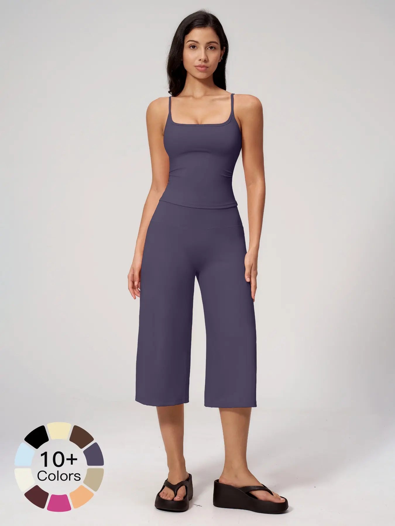 High-Performance Women's Yoga Set: Quick-Dry Tank Top and Mid-Length Pants, Comfortably Stylish Activewear for Outdoor Running and Yoga