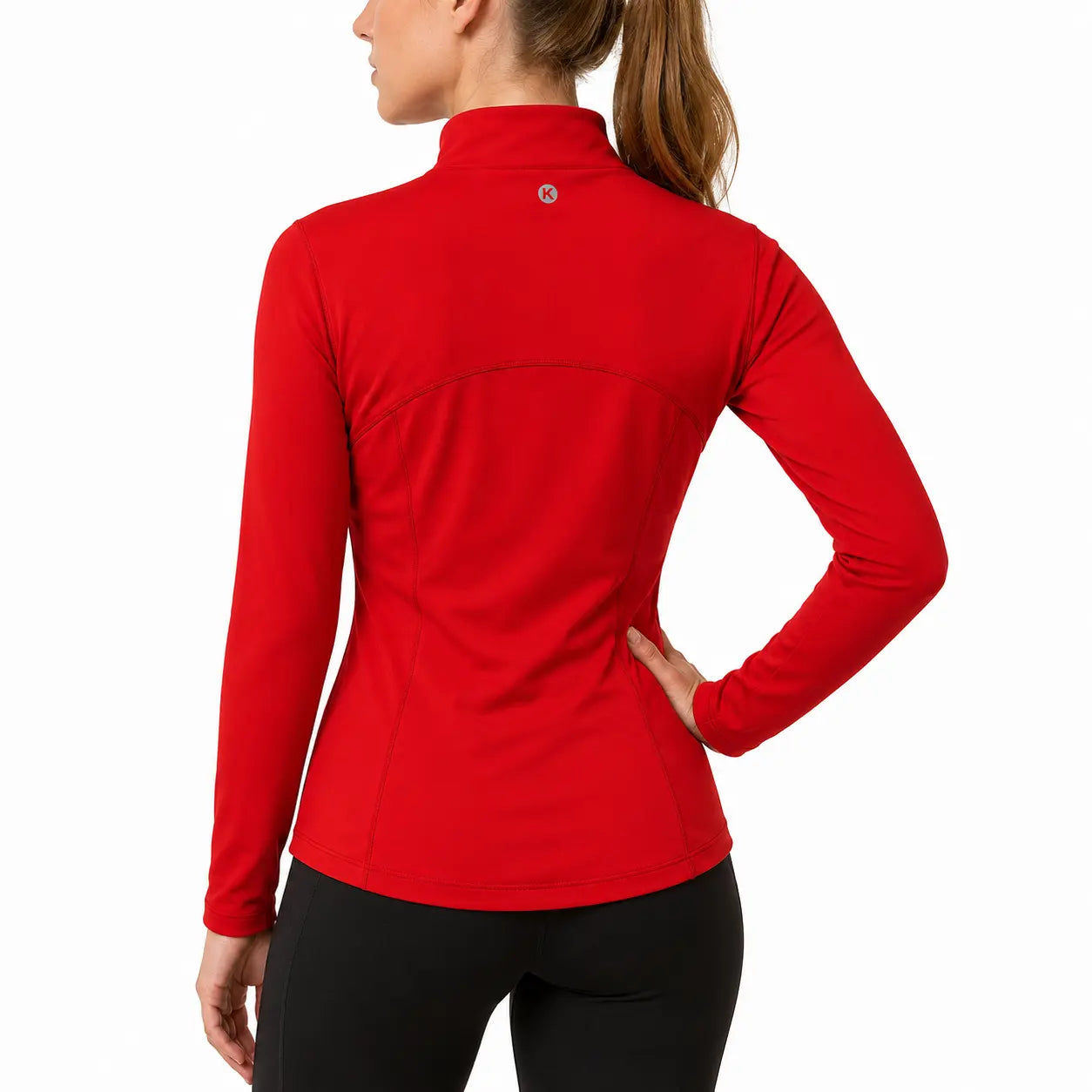 Women's Slim Fit Full-Zip Jacket - Long Sleeve Yoga Top with Four Pockets for Activewear and Running