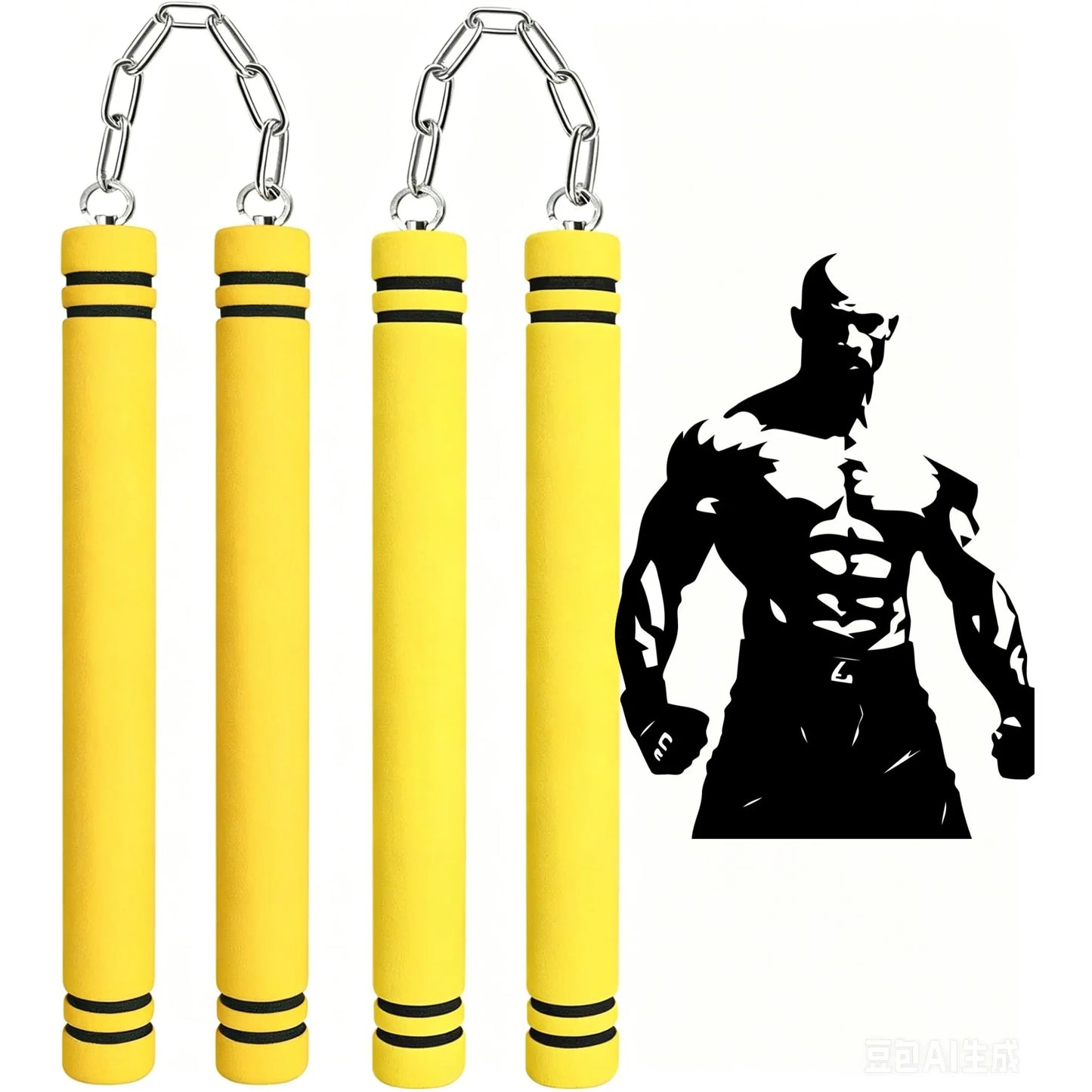 Foam Rubber Training Nunchucks with Steel Chain & Bearing System, Safe Martial Arts Training Equipment, Taekwondo Training Equipment, Nunchucks for Kids Beginners and Adults