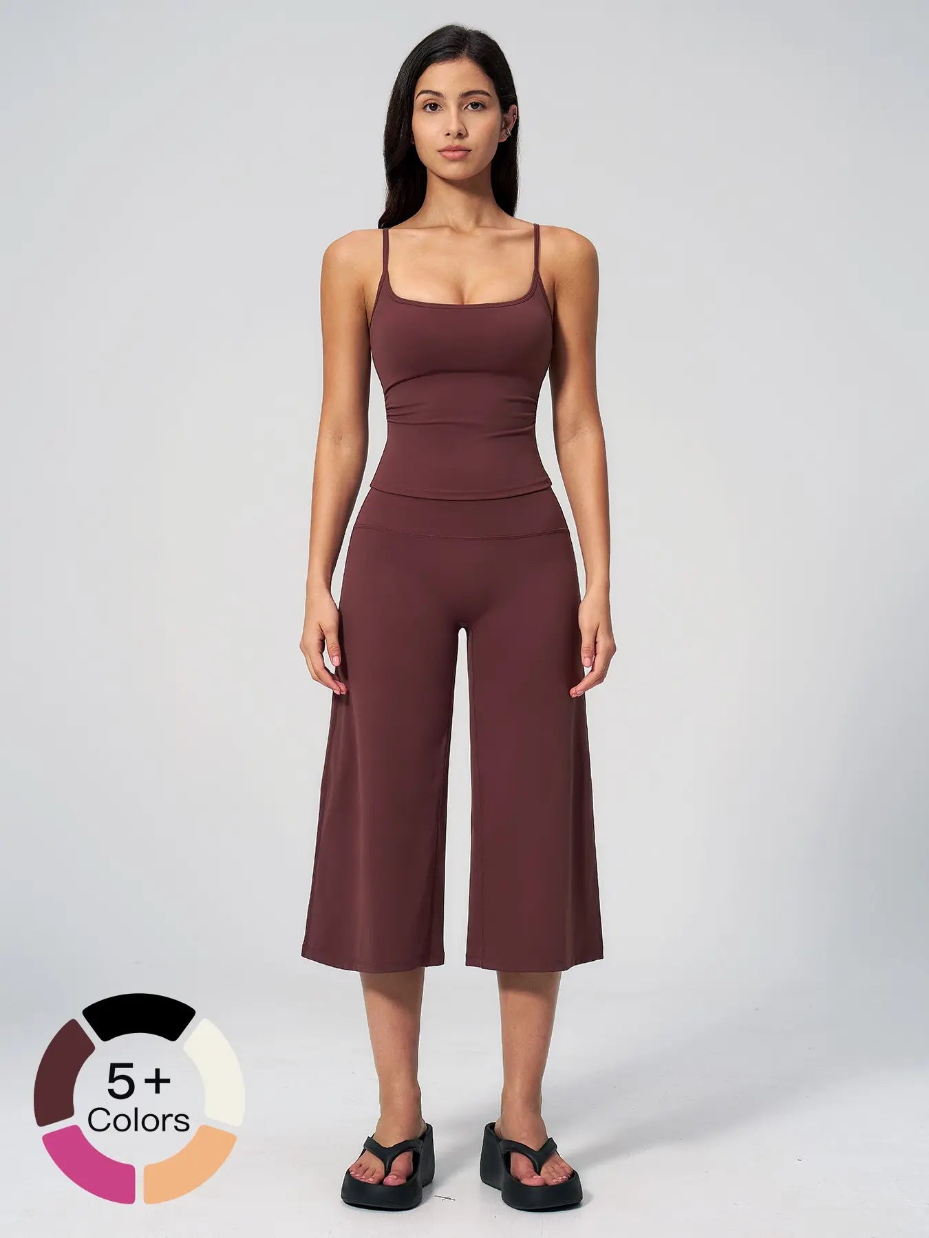High-Performance Women's Yoga Set: Quick-Dry Tank Top and Mid-Length Pants, Comfortably Stylish Activewear for Outdoor Running and Yoga