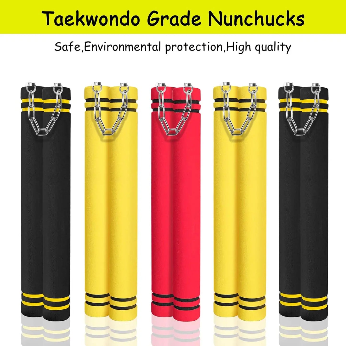 Foam Rubber Training Nunchucks with Steel Chain & Bearing System, Safe Martial Arts Training Equipment, Taekwondo Training Equipment, Nunchucks for Kids Beginners and Adults
