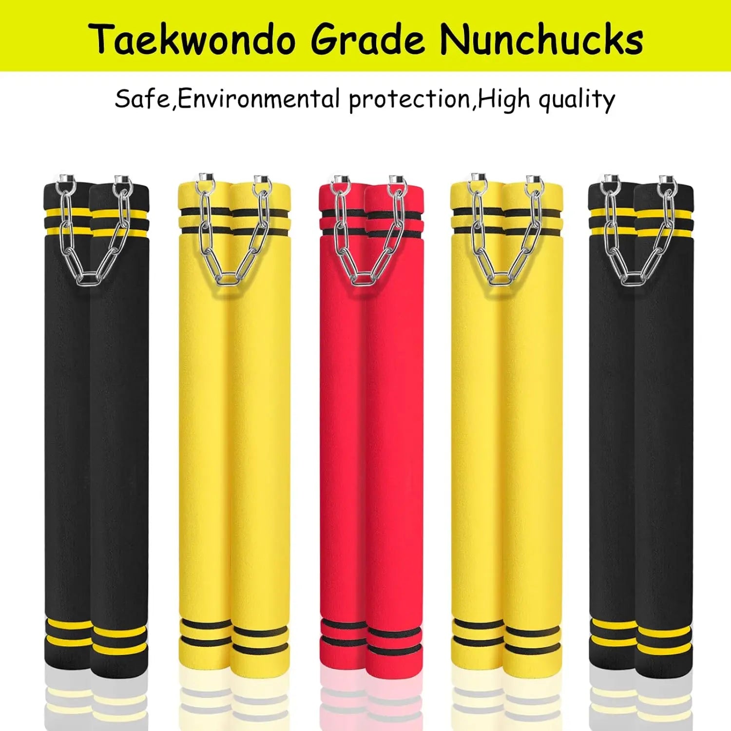 Foam Rubber Training Nunchucks with Steel Chain & Bearing System, Safe Martial Arts Training Equipment, Taekwondo Training Equipment, Nunchucks for Kids Beginners and Adults