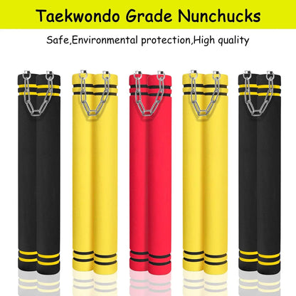 Foam Rubber Training Nunchucks with Steel Chain & Bearing System, Safe Martial Arts Training Equipment, Taekwondo Training Equipment, Nunchucks for Kids Beginners and Adults