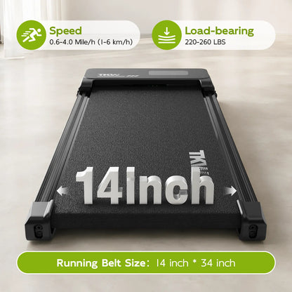 TKW Under Desk Walking Treadmill - Compact Fitness Equipment with LED Display for Home Gym Workouts