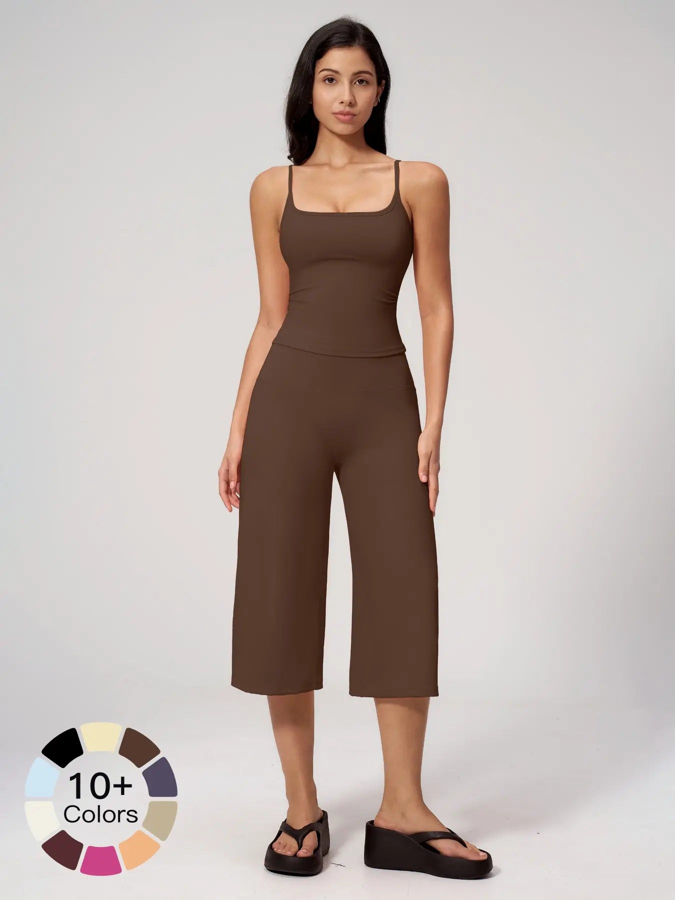 High-Performance Women's Yoga Set: Quick-Dry Tank Top and Mid-Length Pants, Comfortably Stylish Activewear for Outdoor Running and Yoga