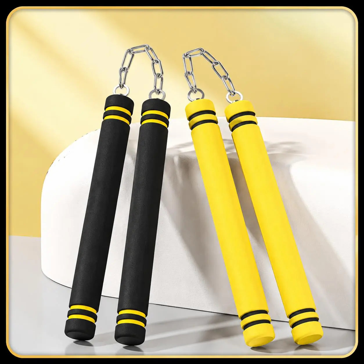Foam Rubber Training Nunchucks with Steel Chain & Bearing System, Safe Martial Arts Training Equipment, Taekwondo Training Equipment, Nunchucks for Kids Beginners and Adults