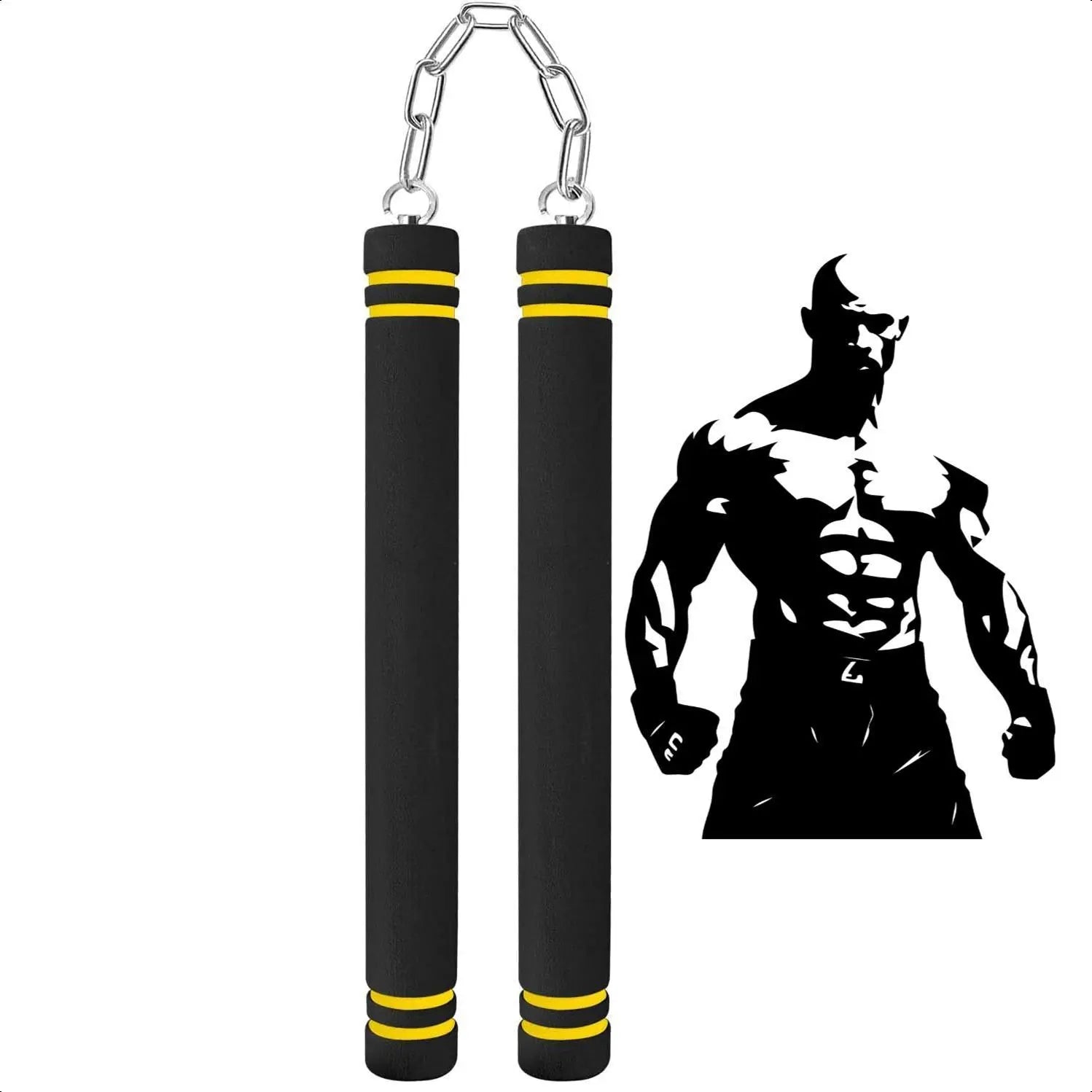 Foam Rubber Training Nunchucks with Steel Chain & Bearing System, Safe Martial Arts Training Equipment, Taekwondo Training Equipment, Nunchucks for Kids Beginners and Adults